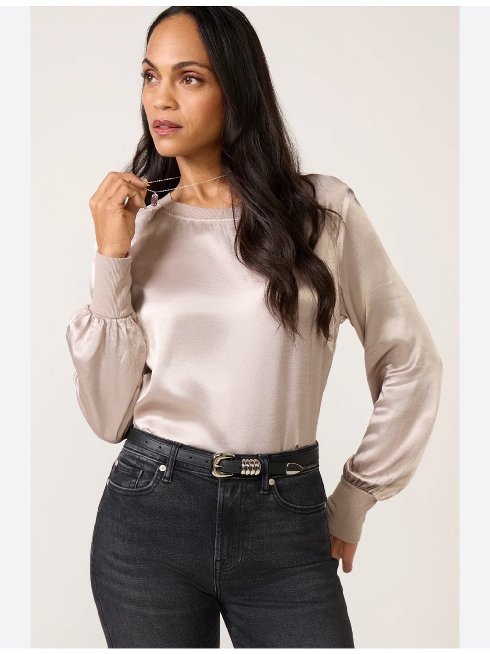 LA Made Alma long sleeve  silky top sz M